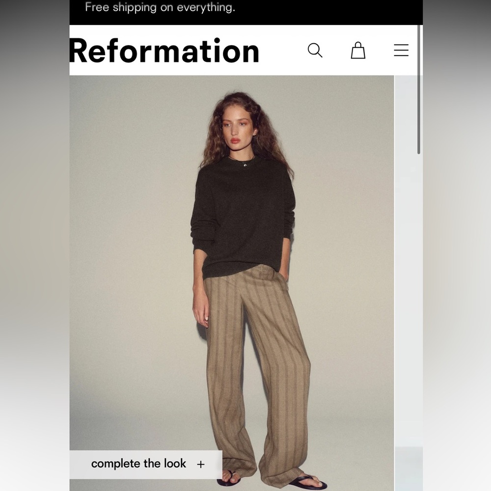 Reformation Gisele Low Rise Linen Pant
Wide-Leg Striped Pants in Tan and Black